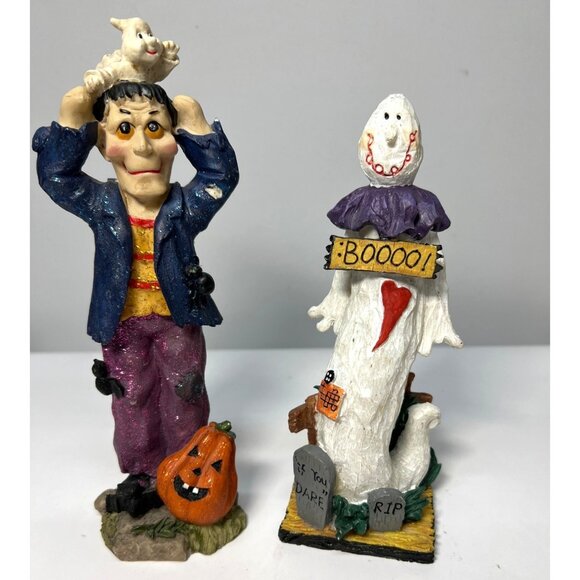 Halloween Figurines Set - Ghost & Monster with Pumpkin - Picture 1 of 7